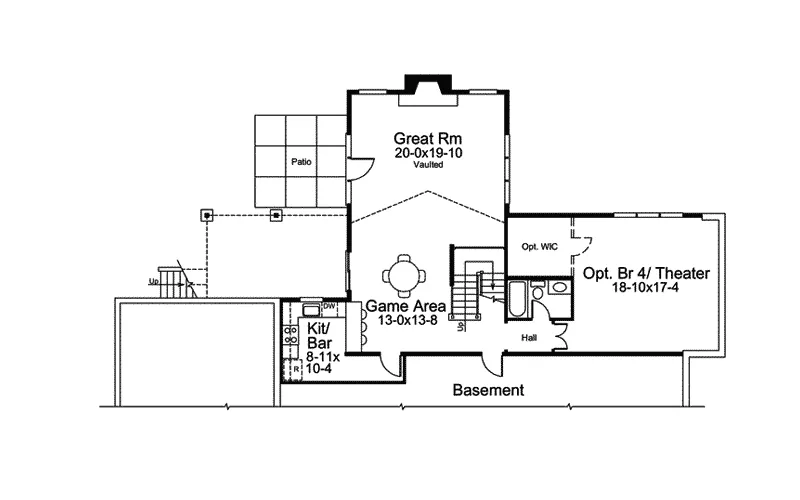 Ranch House Plan Lower Level Floor - Nottingham Hill Tudor Home 007D-0215 - Shop House Plans and More