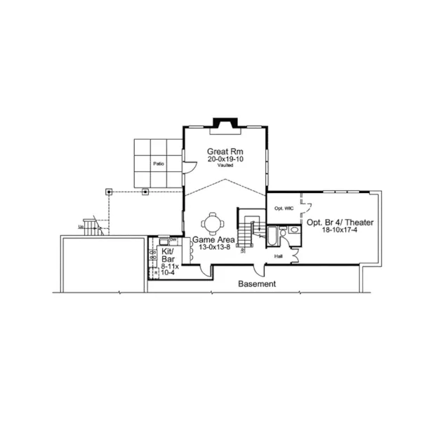 European House Plan Lower Level Floor - Nottingham Hill Tudor Home 007D-0215 - Shop House Plans and More