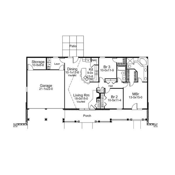 Country House Plan First Floor - Stonefield Country Ranch Home 007D-0216 - Shop House Plans and More