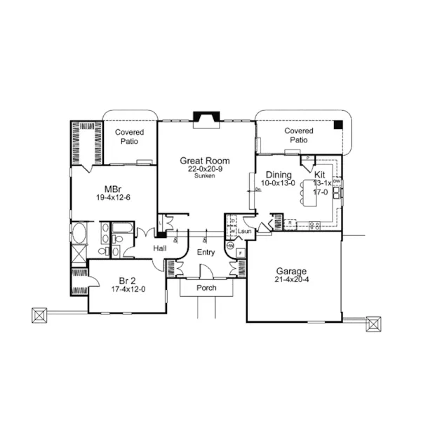 Vacation House Plan First Floor - Tampa Springs Sunbelt Home 007D-0219 - Shop House Plans and More