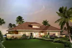 Floridian Style Stucco Ranch With Half Wall 