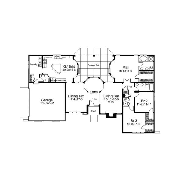 Sunbelt House Plan First Floor - St. Catherine Sunbelt Home 007D-0220 - Shop House Plans and More