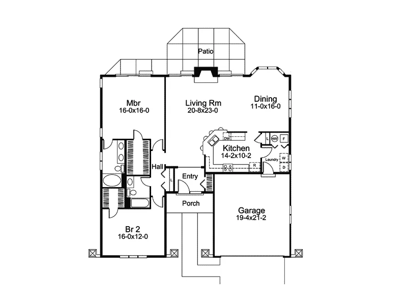 Southwestern House Plan First Floor - Santa Catalina Sunbelt Home 007D-0221 - Shop House Plans and More