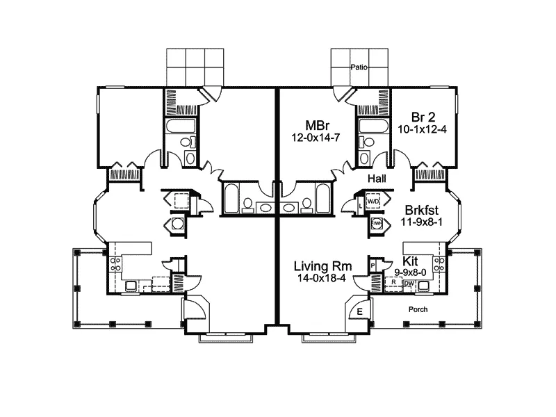 Country House Plan First Floor - Springdale Manor Ranch Duplex 007D-0226 - Shop House Plans and More