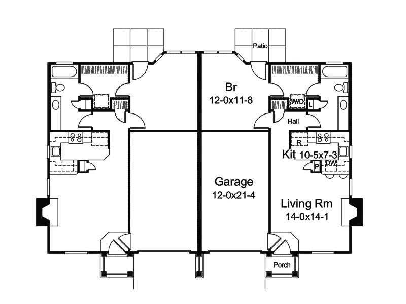 Ranch House Plan First Floor - Woodmuir Place Duplex Home 007D-0227 - Shop House Plans and More