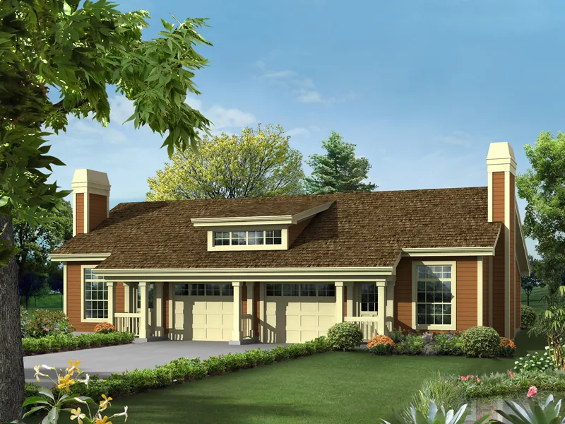 Vacation House Plan Front of Home - Woodmuir Place Duplex Home 007D-0227 - Shop House Plans and More