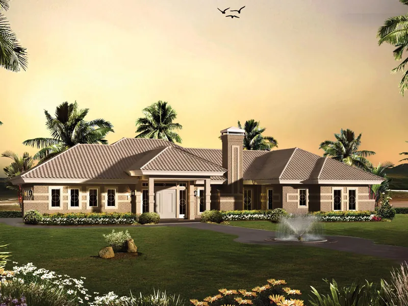 Contemporary House Plan Front of Home - St. Tropez Ranch Sunbelt Home 007D-0230 - Shop House Plans and More