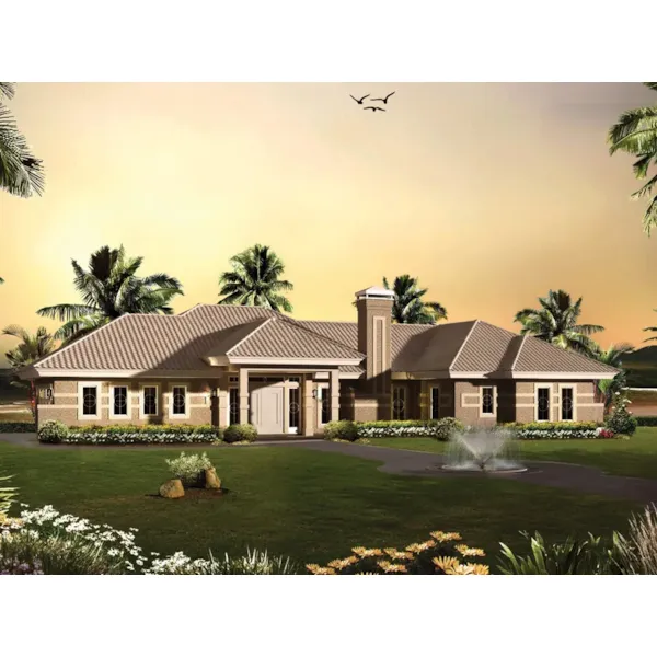 Sunbelt House Plan Front of Home - St. Tropez Ranch Sunbelt Home 007D-0230 - Shop House Plans and More