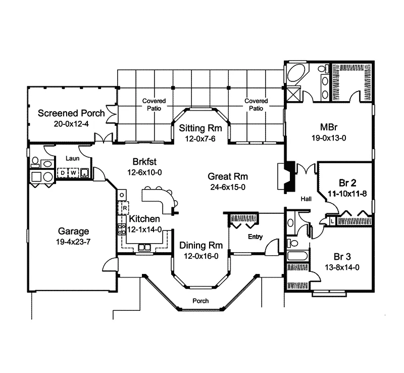 Country House Plan First Floor - Georgia Manor Country Home 007D-0231 - Search House Plans and More