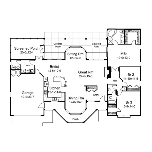 Country House Plan First Floor - Georgia Manor Country Home 007D-0231 - Search House Plans and More