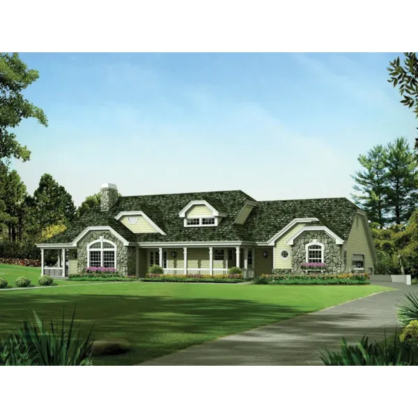 Ranch House Plan Front of Home - Kempton Place Car Lover's Home 007D-0234 - Search House Plans and More