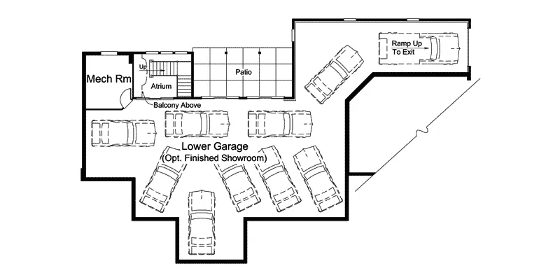 Ranch House Plan Lower Level Floor - Kempton Place Car Lover's Home 007D-0234 - Search House Plans and More
