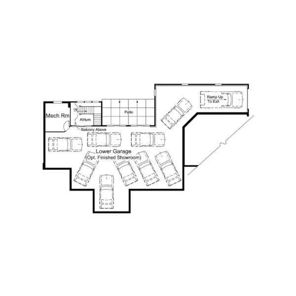 Ranch House Plan Lower Level Floor - Kempton Place Car Lover's Home 007D-0234 - Search House Plans and More