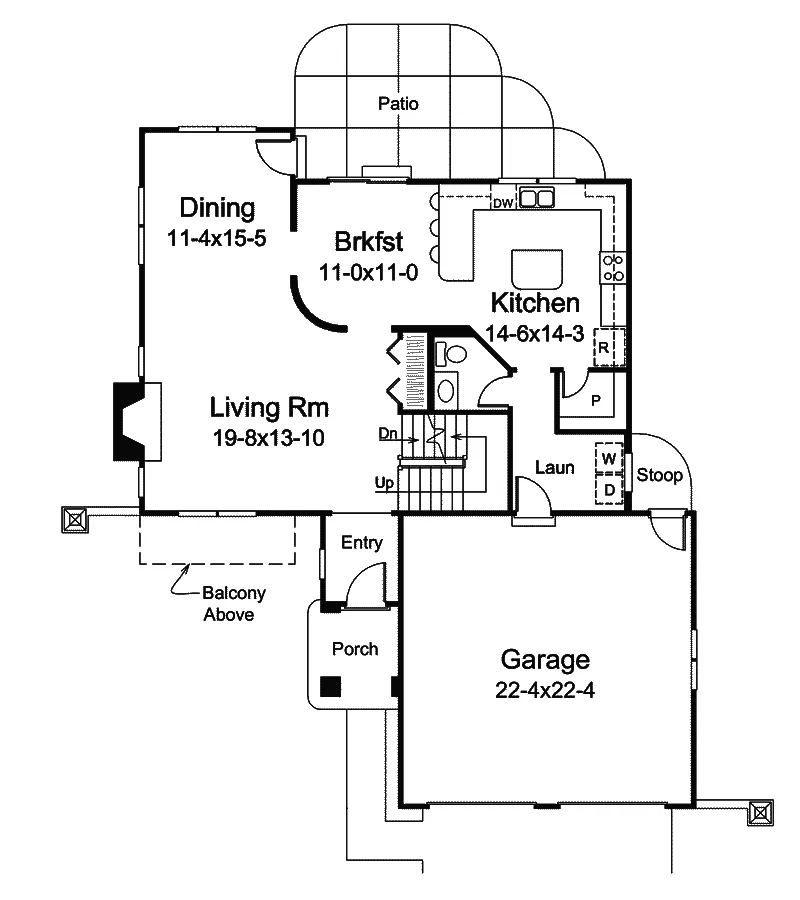 Cabin & Cottage House Plan First Floor - Cuddington Forest Narrow Home 007D-0238 - Search House Plans and More