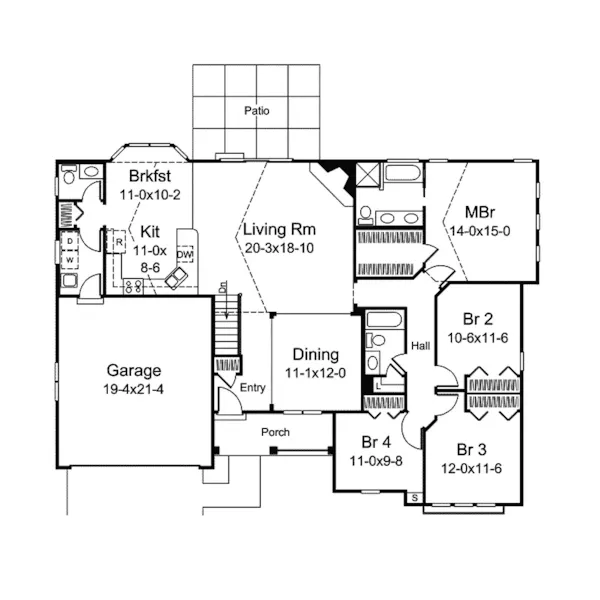 Country House Plan First Floor - Lynnewood Place Ranch Home 007D-0239 - Shop House Plans and More