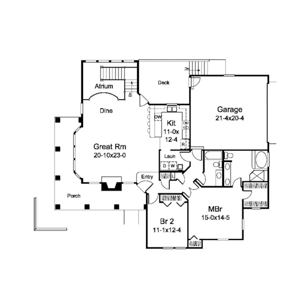 Ranch House Plan First Floor - Marina Bay Sunbelt Atrium Home 007D-0244 - Shop House Plans and More