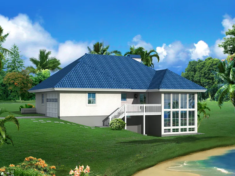 Vacation House Plan Color Image of House - Marina Bay Sunbelt Atrium Home 007D-0244 - Shop House Plans and More