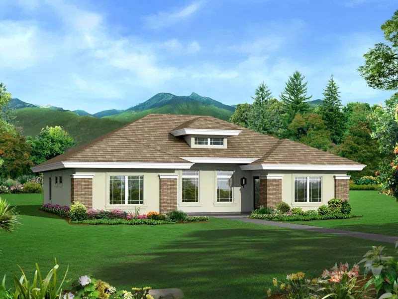 Ranch House Plan Front of Home - Hayden Manor Prairie Duplex 007D-0246 - Search House Plans and More