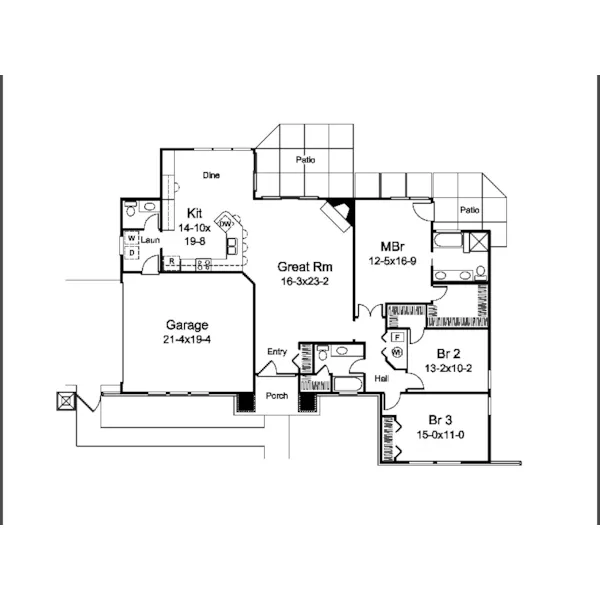 Prairie House Plan First Floor - Prairie Lake Vacation Home 007D-0248 - Shop House Plans and More