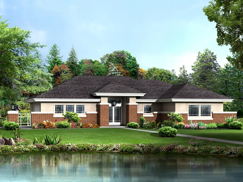 Vacation House Plan Front of Home - Prairie Lake Vacation Home 007D-0248 - Shop House Plans and More