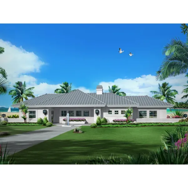 Ranch House Plan Front of Home - Carabio Cove Florida Style Home 007D-0251 - Search House Plans and More