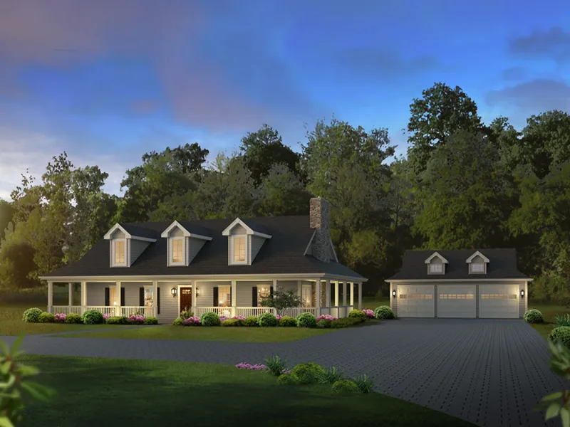 Farmhouse Plan Front of Home - Oakleigh Lane Country Home 007D-0252 - Shop House Plans and More