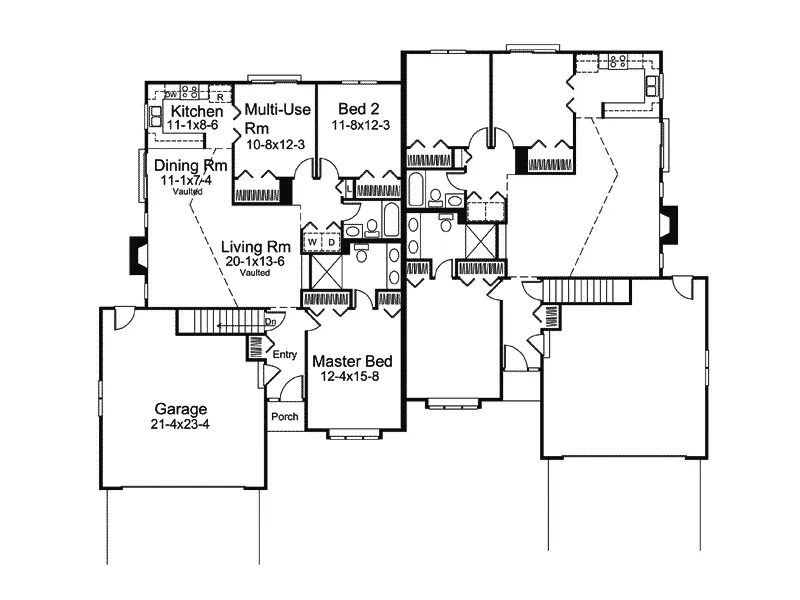 Multi-Family House Plan First Floor - Pinedale Multi-Family Duplex 008D-0007 - Shop House Plans and More