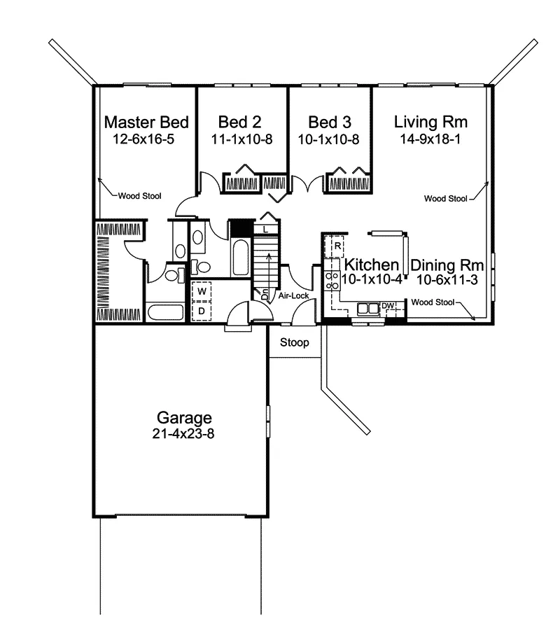 Berm House Plan First Floor - Crestbrook Berm Ranch Home 008D-0023 - Search House Plans and More