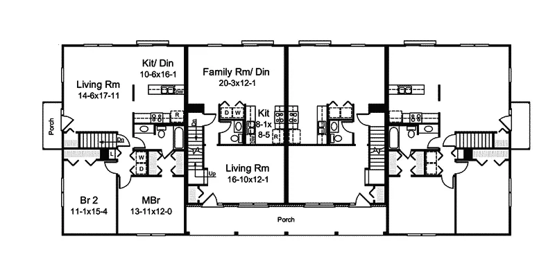 Ranch House Plan First Floor - Winchester Stylish Fourplex 008D-0033 - Shop House Plans and More