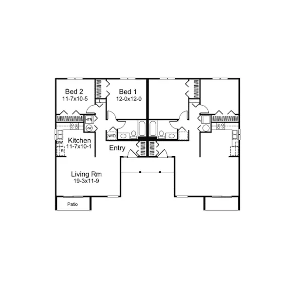 Contemporary House Plan First Floor - Harborview Two-Story Fourplex 008D-0034 - Search House Plans and More