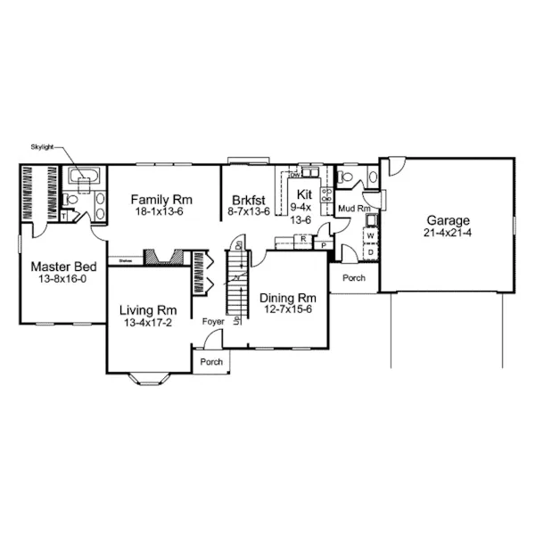 Traditional House Plan First Floor - Meadowbrook Traditional Home 008D-0036 - Shop House Plans and More