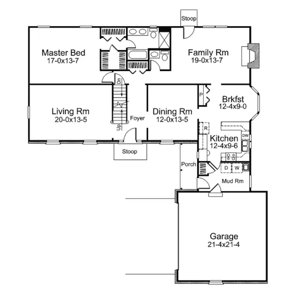 Traditional House Plan First Floor - Briar Park Traditional Home 008D-0038 - Search House Plans and More