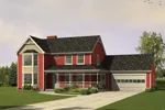 Cheerful Farmhouse With Decorative Front Porch And Bay Window