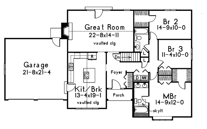 Ranch House Plan First Floor - Davidson Ranch Home 008D-0045 - Search House Plans and More