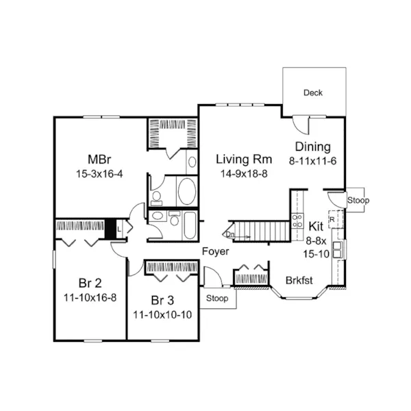 Country House Plan First Floor - Stonebay Ranch Home 008D-0047 - Shop House Plans and More