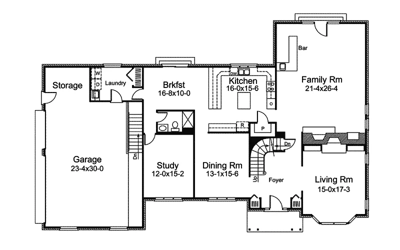 Tudor House Plan First Floor - Manorhill Colonial Home 008D-0052 - Shop House Plans and More