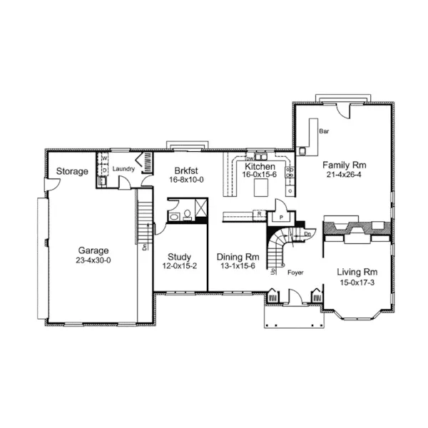 Tudor House Plan First Floor - Manorhill Colonial Home 008D-0052 - Shop House Plans and More