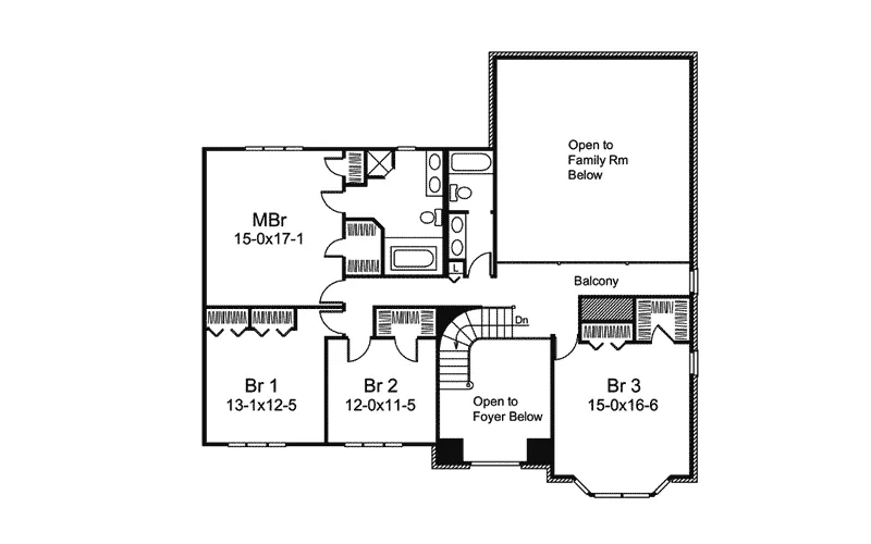 Tudor House Plan Second Floor - Manorhill Colonial Home 008D-0052 - Shop House Plans and More