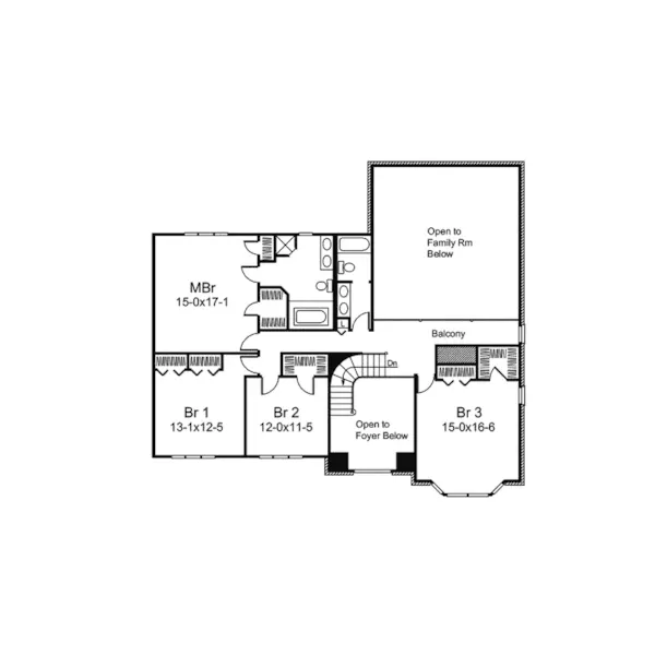 Tudor House Plan Second Floor - Manorhill Colonial Home 008D-0052 - Shop House Plans and More