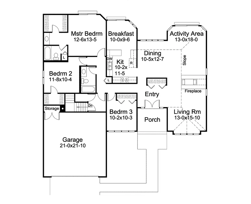 Ranch House Plan First Floor - Imperial Contemporary Home 008D-0057 - Search House Plans and More