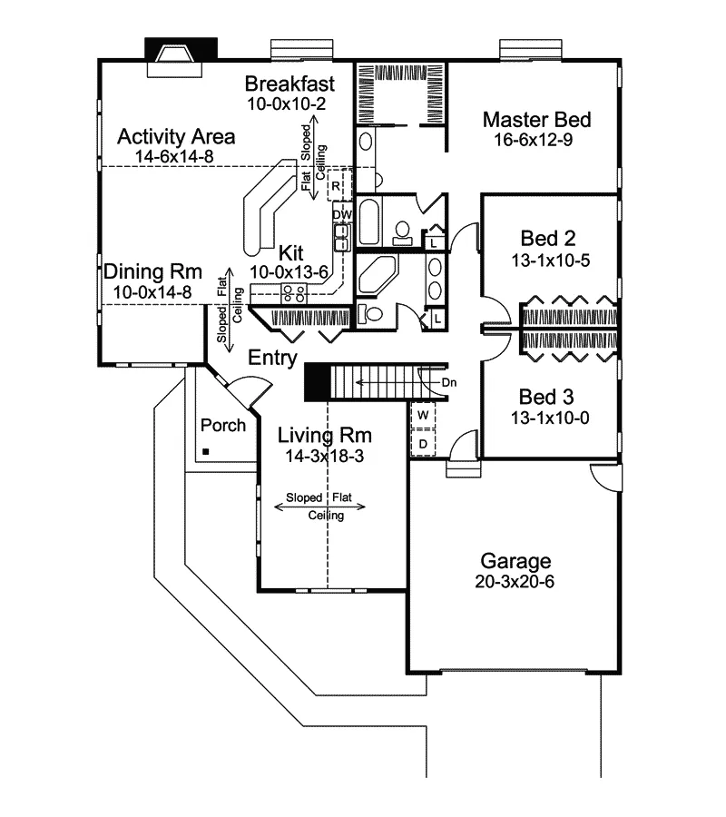 Ranch House Plan First Floor - Bradbury Traditional Ranch Home 008D-0063 - Search House Plans and More