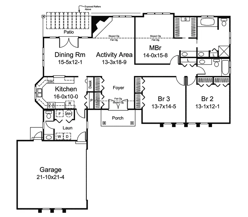 Florida House Plan First Floor - Riviera Ranch Home 008D-0064 - Shop House Plans and More