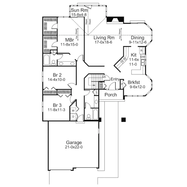 Modern House Plan First Floor - Montebello Modern Ranch Home 008D-0066 - Shop House Plans and More