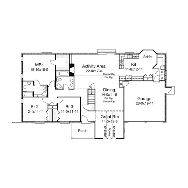 Ranch House Plan First Floor - Apollo Sunbelt Ranch Home 008D-0071 - Search House Plans and More