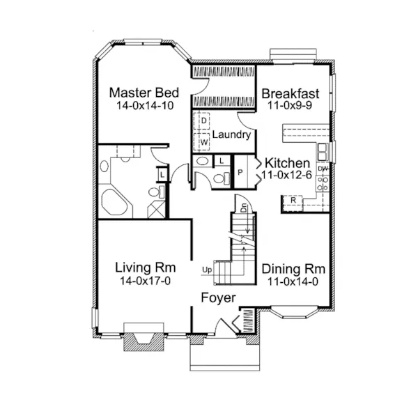 Traditional House Plan First Floor - Winslow Cottage Home 008D-0076 - Shop House Plans and More