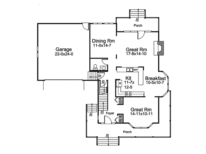 Country House Plan First Floor - Wilmington Country Home 008D-0079 - Shop House Plans and More