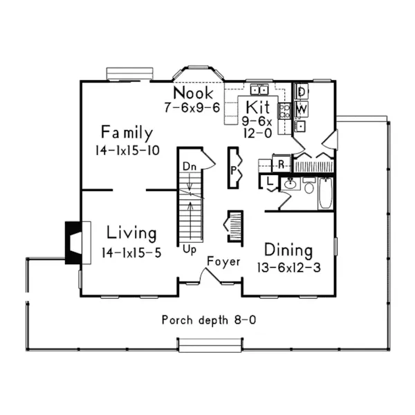 Country House Plan First Floor - Kingsmill Cape Cod Farmhouse 008D-0085 - Search House Plans and More