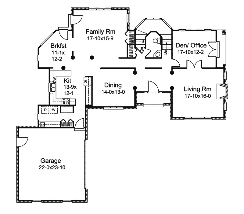 Greek Revival House Plan First Floor - Churchill Traditional Home 008D-0086 - Search House Plans and More