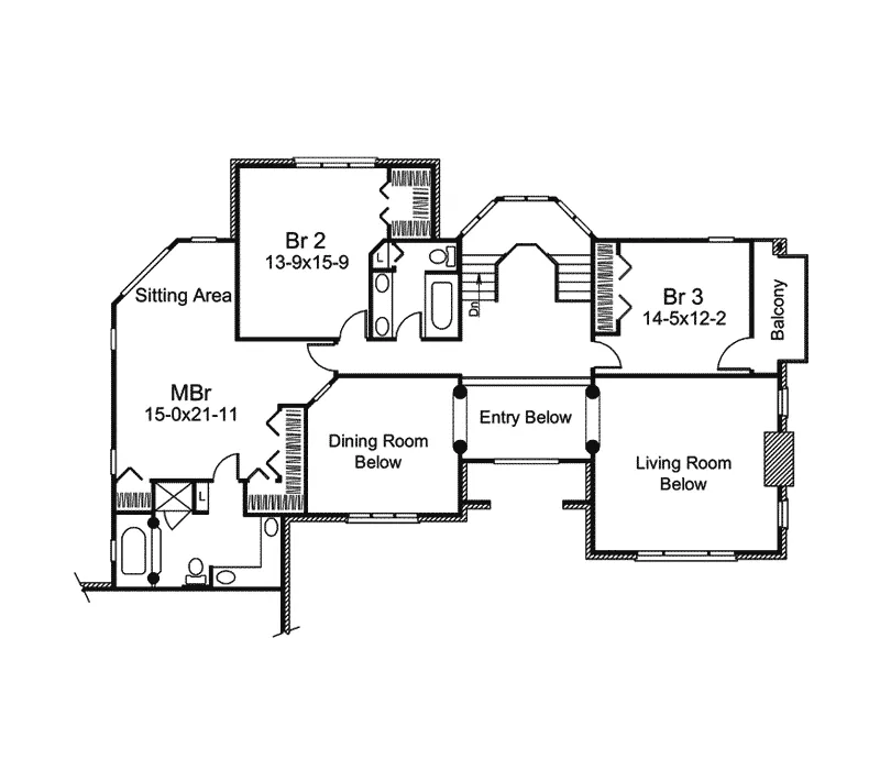 European House Plan Second Floor - Churchill Traditional Home 008D-0086 - Search House Plans and More