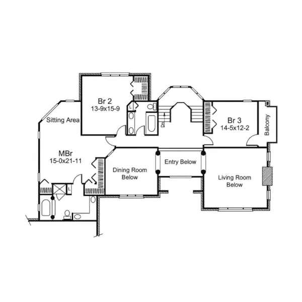 European House Plan Second Floor - Churchill Traditional Home 008D-0086 - Search House Plans and More